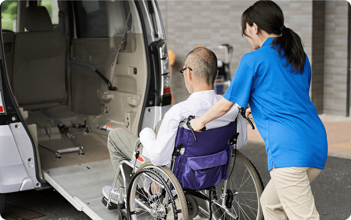 Wheelchair user boarding accessible vehicle