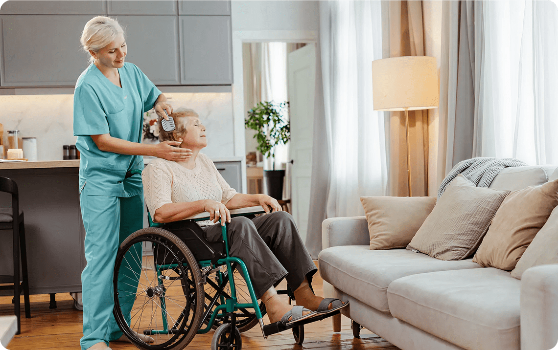 Elderly care assistance in living room